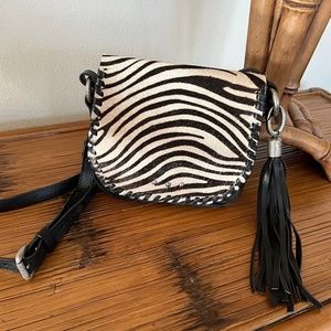 SAS Zebra Print Hair/Calf Leather Handbag